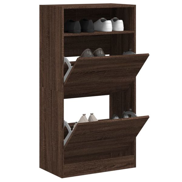 vidaXL Shoe Cabinet Brown Oak 60x34x116 Engineered Wood