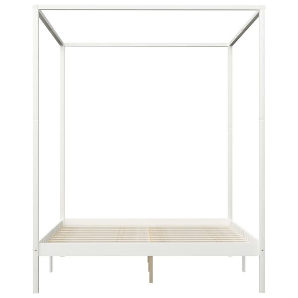 vidaXL Canopy Bed Frame without Mattress White Solid Wood 180x200 cm Super King
