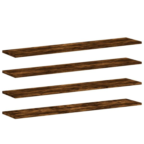 vidaXL Wall Shelves 4 pcs Smoked Oak 100x20x1.5 cm Engineered Wood