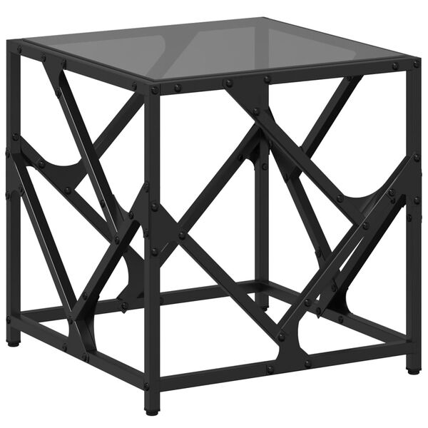 vidaXL Coffee Table with Black Glass Top 40x40x41 cm Steel