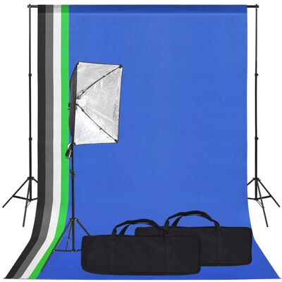 vidaXL Photo Studio Kit with Softbox Light and Backdrop