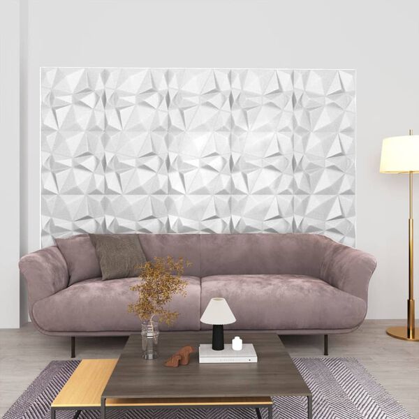 vidaXL 3D Wall Panels 48 pcs 50x50 cm Diamond White 12 m&sup2;