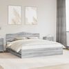 vidaXL Bed Frame with Drawer Grey Sonoma 200 x 200 cm Engineer Wood