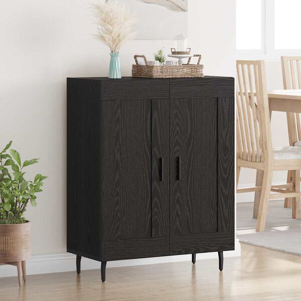 vidaXL Sideboard Black Oak 69.5 x 34 x 90 cm Engineered Wood and Iron