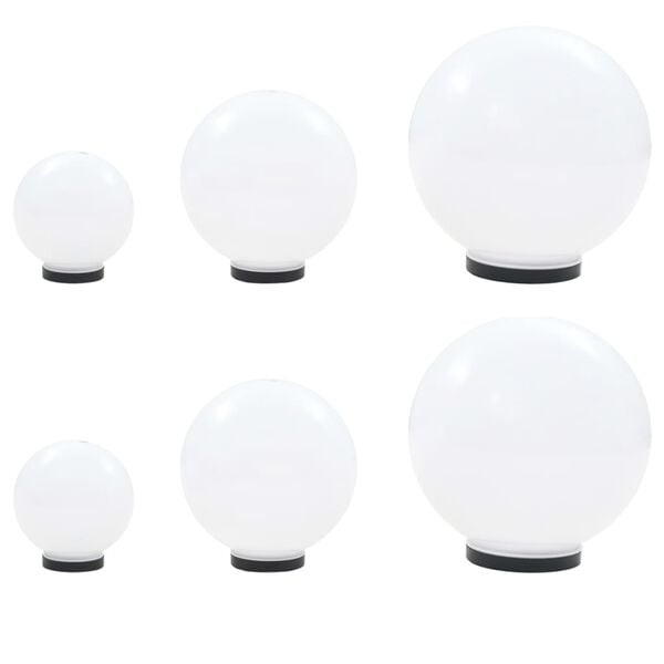 vidaXL 6 Piece LED Bowl Lamp Set Spherical 20/30/40 cm PMMA