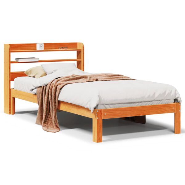 vidaXL Bed Frame without Mattress Wax Brown 90x190 cm Single Solid Wood Pine