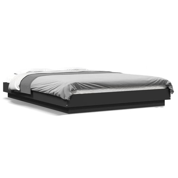 vidaXL Bed Frame with LED Lights without Mattress Black 135x190cm