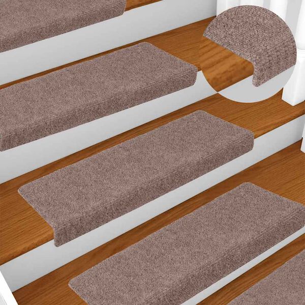 vidaXL Stair Mats Self-adhesive 10 pcs 65x21x4 cm Light Brown Rectangular Edge