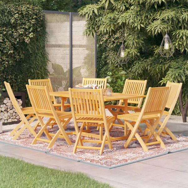 vidaXL 9 Piece Garden Dining Set Solid Teak Wood