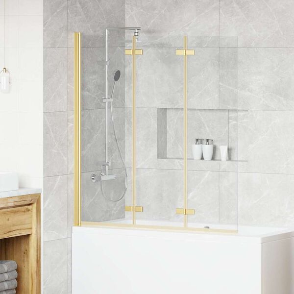 vidaXL Shower Enclosure Gold 130 x 138 cm ESG Glass and Aluminium