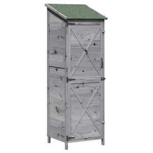 vidaXL Garden Shed Grey 59.5 x 56 x 176.5 cm Solid Fir Wood
