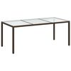 vidaXL Garden Table Brown 190x90x75 cm Tempered Glass and Poly Rattan