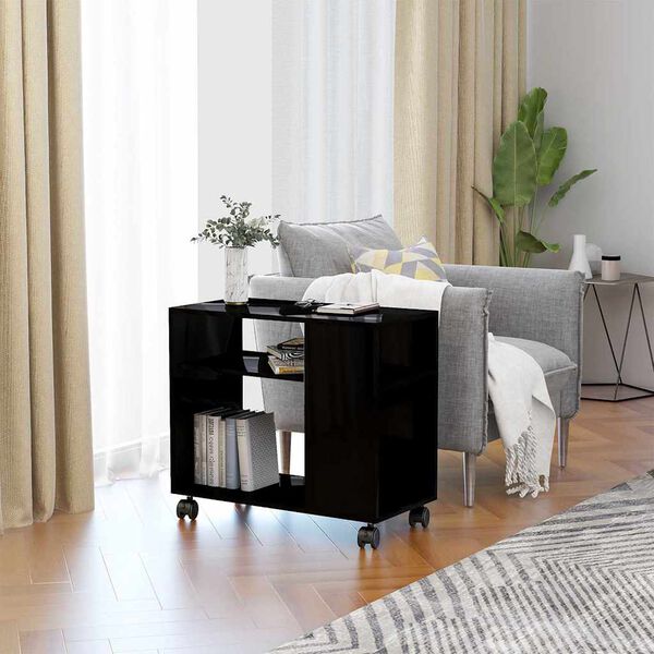 vidaXL Side Table High Gloss Black 70x35x55 cm Engineered Wood
