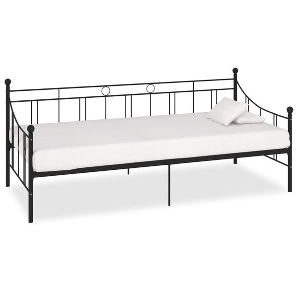 vidaXL DayBed Frame without Mattress Black Metal 90x200 cm