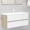 vidaXL 2 Piece Bathroom Furniture Set White and Sonoma Oak Engineered Wood