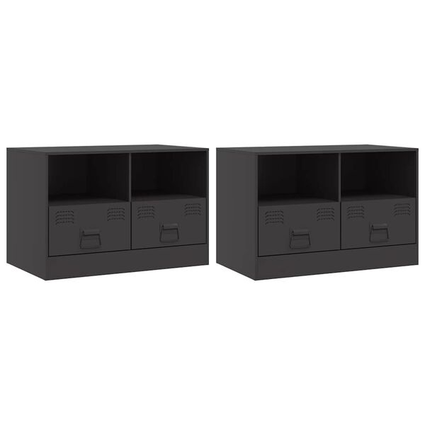 vidaXL TV Cabinets 2pcs Black 67x39x44 cm Steel