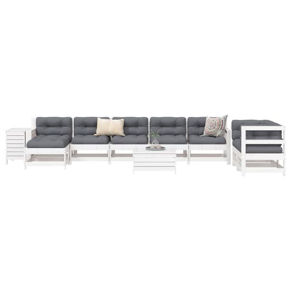 vidaXL 10 Piece Garden Sofa Set White Solid Wood Pine