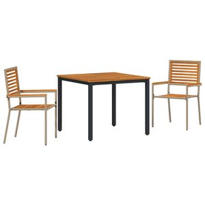 vidaXL Garden Dining Set 3 pcs Beige and Brown Poly Rattan
