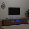 vidaXL TV Cabinet with LED Lights Artisan Oak 200x35x40 cm Engineered Wood