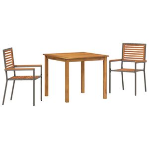 vidaXL Garden Dining Set 3 pcs Grey Solid Acacia Wood