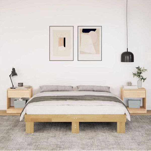 vidaXL Bed Frame without Mattress 135x190 cm Solid Wood Oak