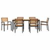 vidaXL Garden Dining Set 7 pcs Black Solid Acacia Wood
