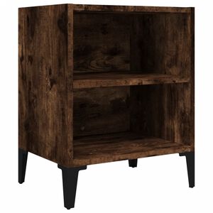 vidaXL Bed Cabinet with Metal Legs Smoked Oak 40x30x50 cm