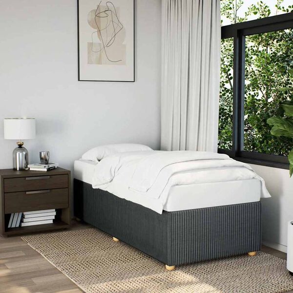 vidaXL Bed Frame without Mattress Dark Grey Single Fabric