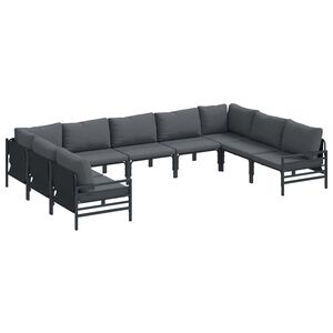 vidaXL Garden Sofa Set 9 pcs Black Steel