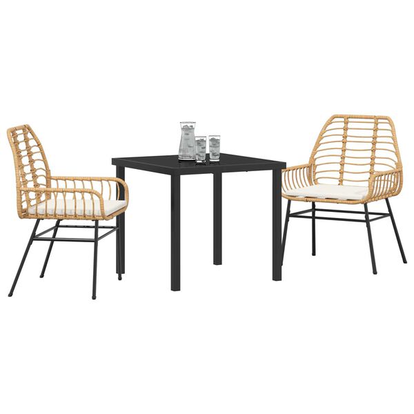 vidaXL Garden Dining Set 3 pcs Brown Poly Rattan