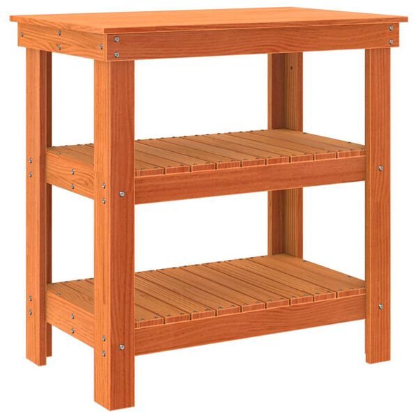 vidaXL Work Bench Wax Brown 78.5 x 50 x 80 cm Solid Pine Wood