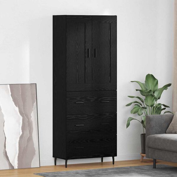 vidaXL Highboard with Drawer 2 pcs Black Oak Engineered Wood