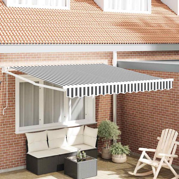 vidaXL Retractable Awning Anthracite and White 3x2.5 m Fabric&Aluminium