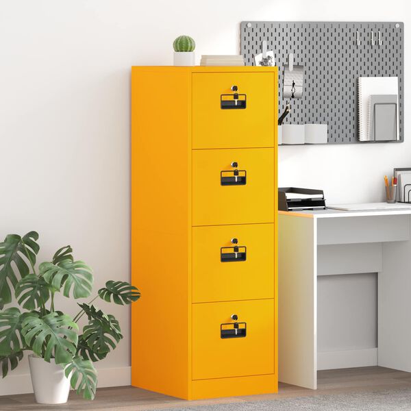 vidaXL File Cabinet with Drawer 2 pcs Mustard Yellow 44 x 50 x 139 cm