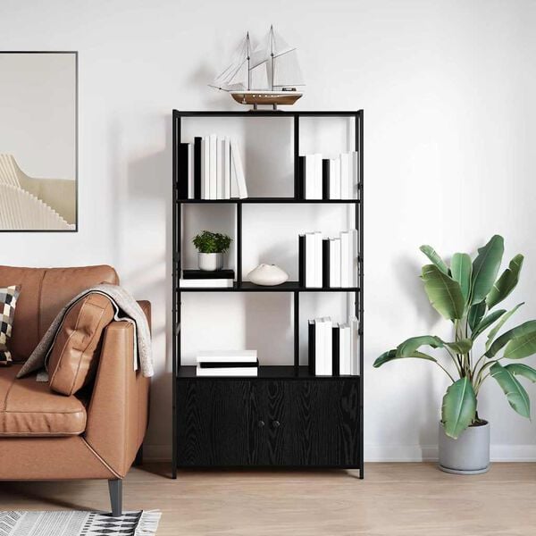 vidaXL Bookshelf Black Oak 80 x 30 x 155.5 cm Engineered Wood