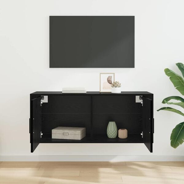 vidaXL Wall Mounted TV Cabinet Black Oak 100 x 34.5 x 40 cm