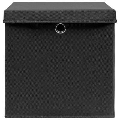 vidaXL Storage Boxes with Covers 4 pcs 28x28x28 cm Black