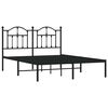 vidaXL Metal Bed Frame without Mattress with Headboard Black 140x190cm