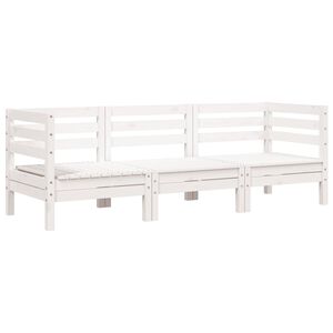 vidaXL Garden Sofa 3-Seater White Solid Wood Pine