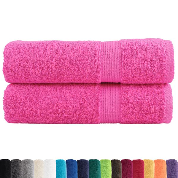 vidaXL Premium Bath Towels "SOLUND" 2 pcs Pink 100x150 cm 600 gsm
