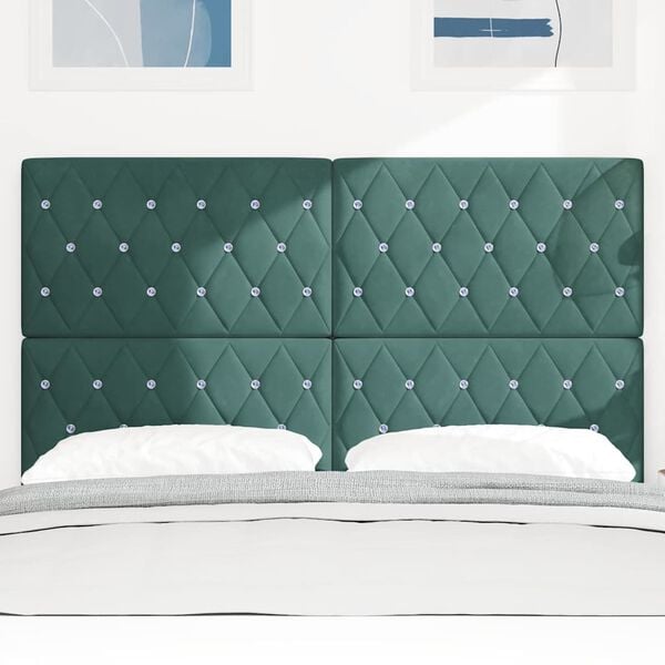 vidaXL LED Headboard with LED Strip Lights Dark Green 144 cm Polyester
