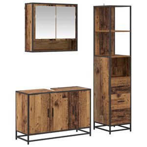 vidaXL Bathroom Furniture Set with Door 3 pcs Old Wood Engineered Wood