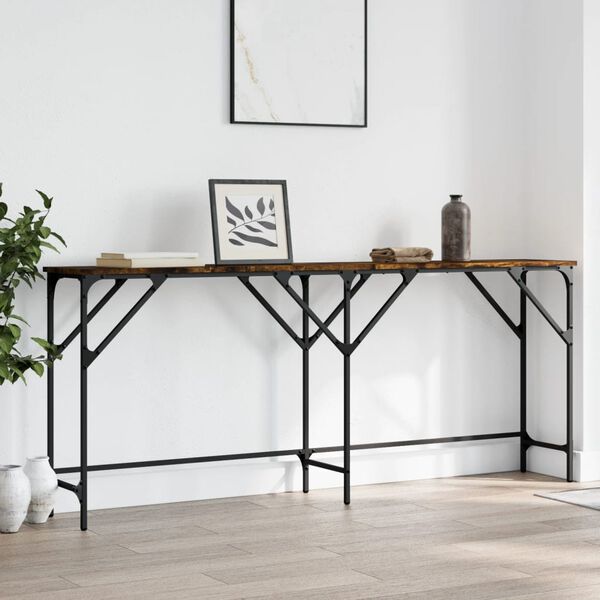 vidaXL Console Table Smoked Oak 180x29x75 cm Engineered Wood