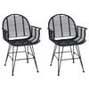 vidaXL Dining Chair 2 pcs Rattan and Iron Black 57 x 55 x 85 cm