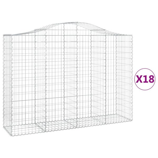 vidaXL Arched Gabion Baskets 18 pcs 200x50x140/160 cm Galvanised Iron
