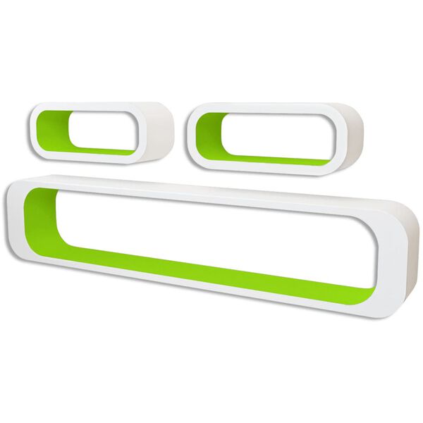 vidaXL Wall Cube Shelves 6 pcs Green and White