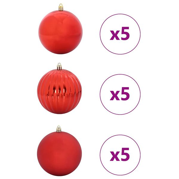vidaXL Christmas Bauble Set 15 pcs Red Plastic