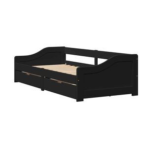 vidaXL Day Bed with 2 Drawers without Mattress IRUN Black 90x200 cm
