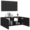 vidaXL TV Wall Cabinet with LED Lights Black 80x35x31 cm