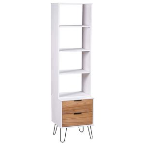 vidaXL Book Cabinet "New York" White and Natural Solid Pine Wood